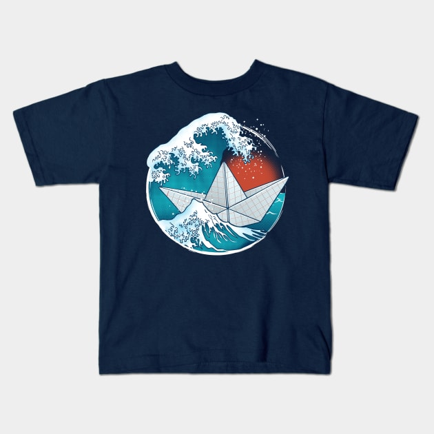 Origami paper boat Kids T-Shirt by Patrol